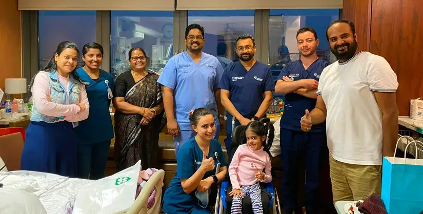 A six-year little girl with neuromuscular condition returns home after 45 days stay in PICU